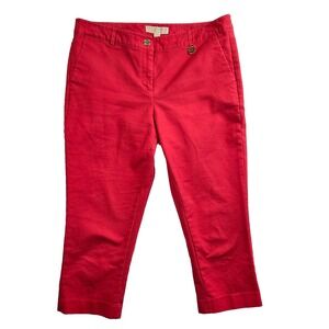 Michael Kors Pants Womens Sz 10‎ Red Stretch Mid Rise Casual Logo